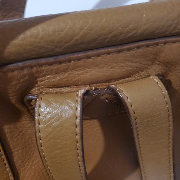 Fossil Riley Pebbled Leather Backpack Purse Medium Camel Tan Double Strap Bag - Picture 10 of 16